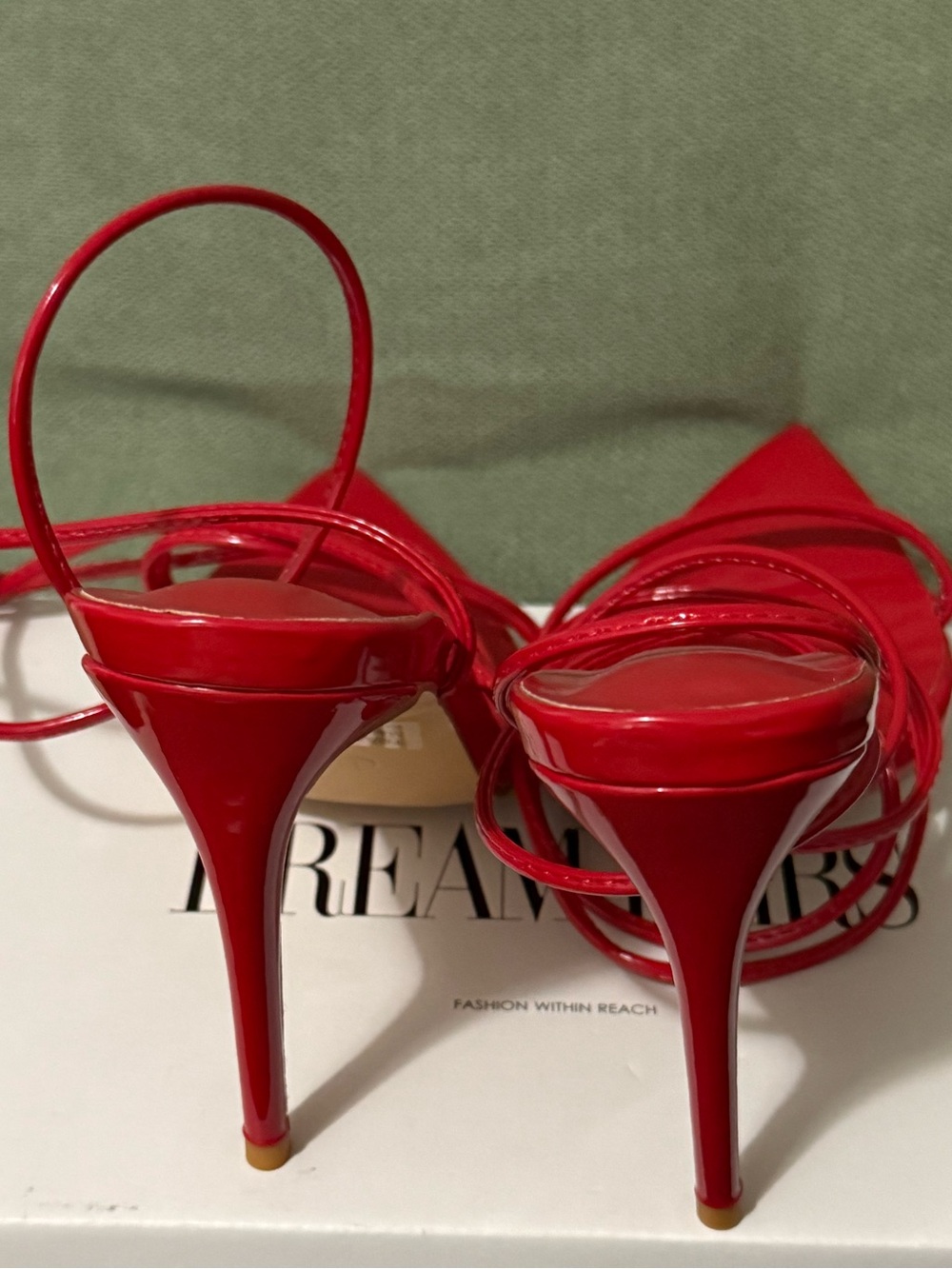 Ladies Red Strappy Pointed-Toe Heels - - Picture 5 of 5